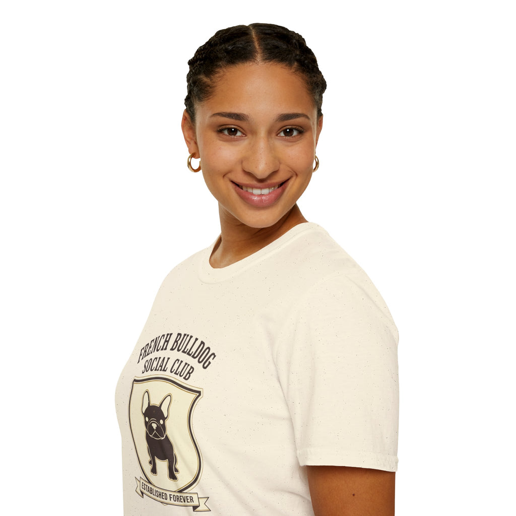 French Bulldog Social Club T-Shirt — Retro Crest Graphic Tee for Dog Lovers