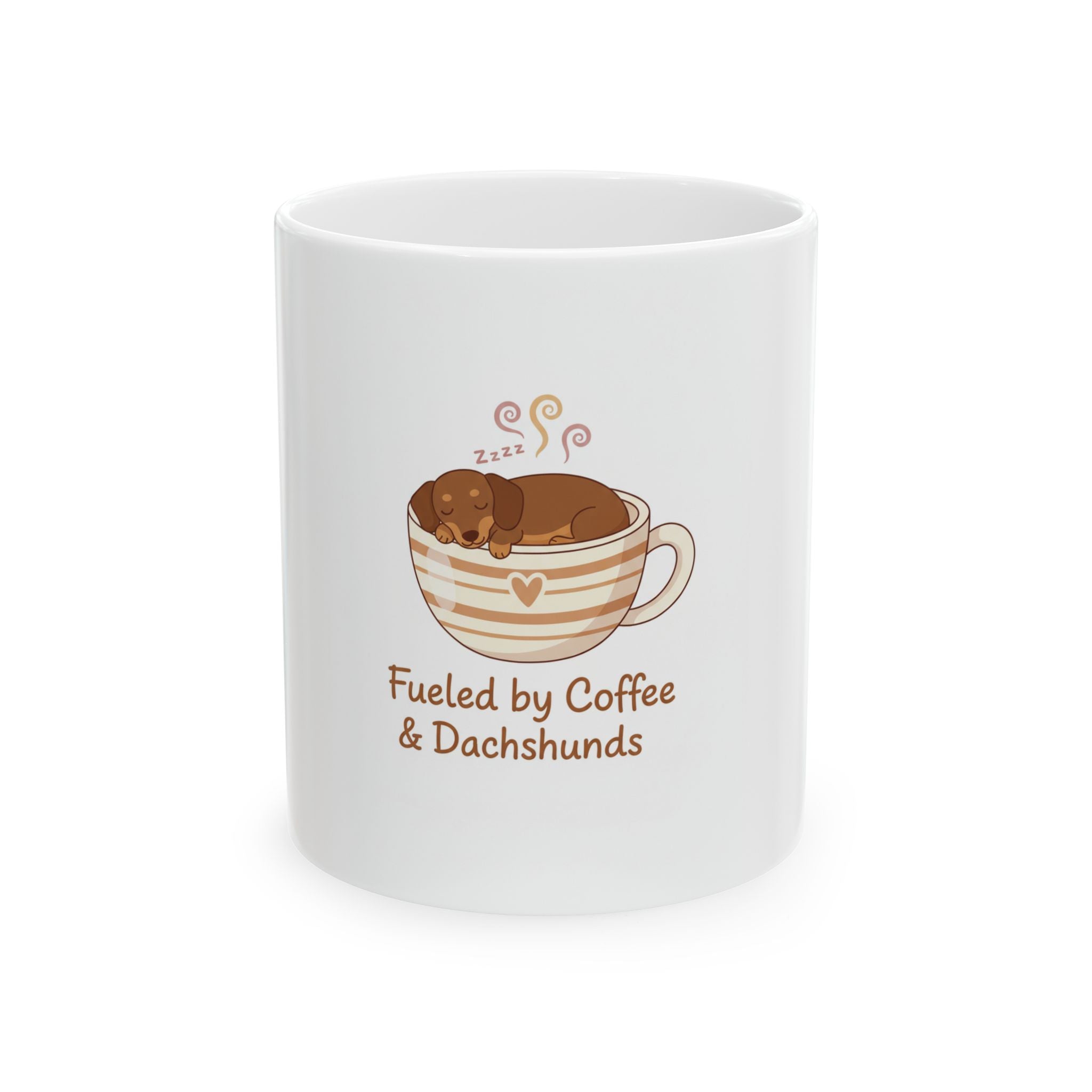 Fueled by Coffee & Dachshunds Mug — Cute Dachshund Coffee Cup (11oz/15oz)