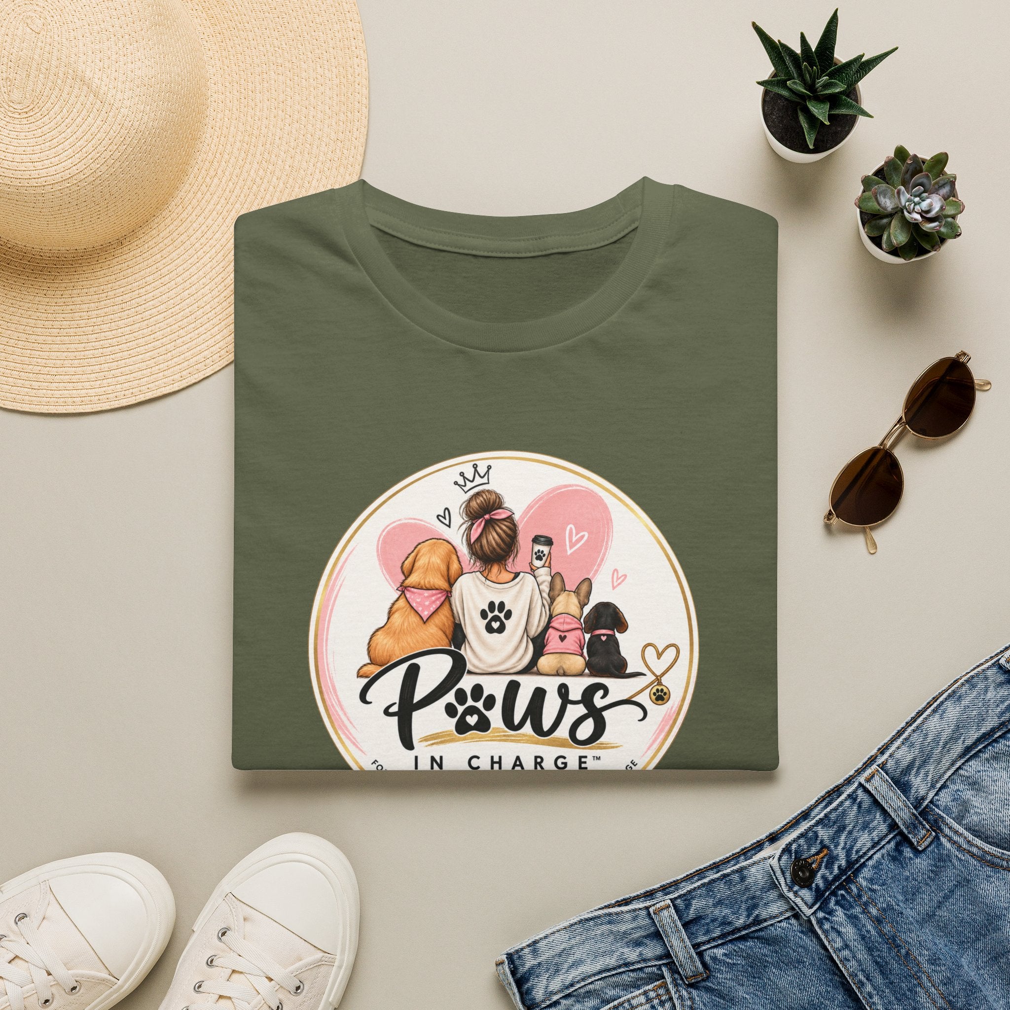 Paws In Charge T-Shirt – Dog & Cat Mom Graphic Tee