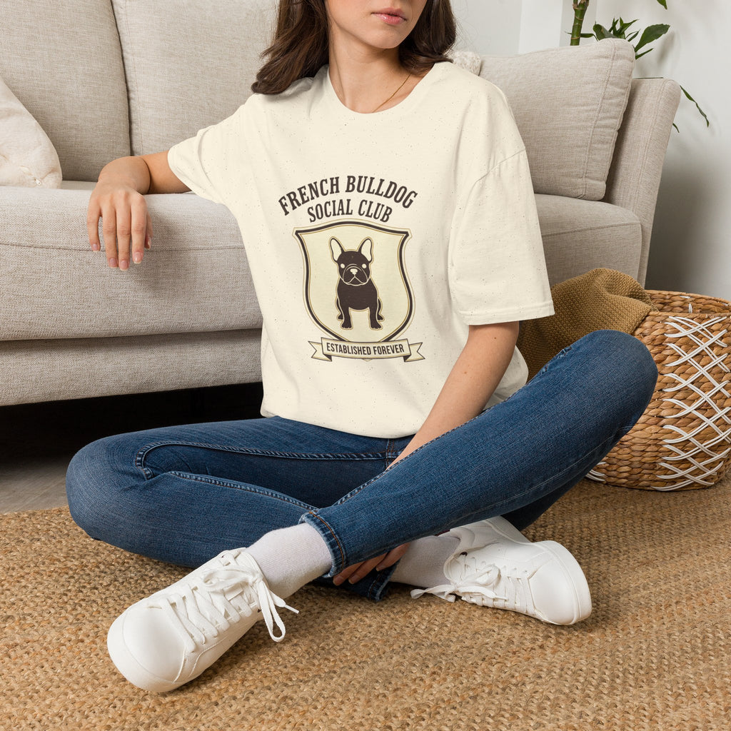 French Bulldog Social Club T-Shirt — Retro Crest Graphic Tee for Dog Lovers