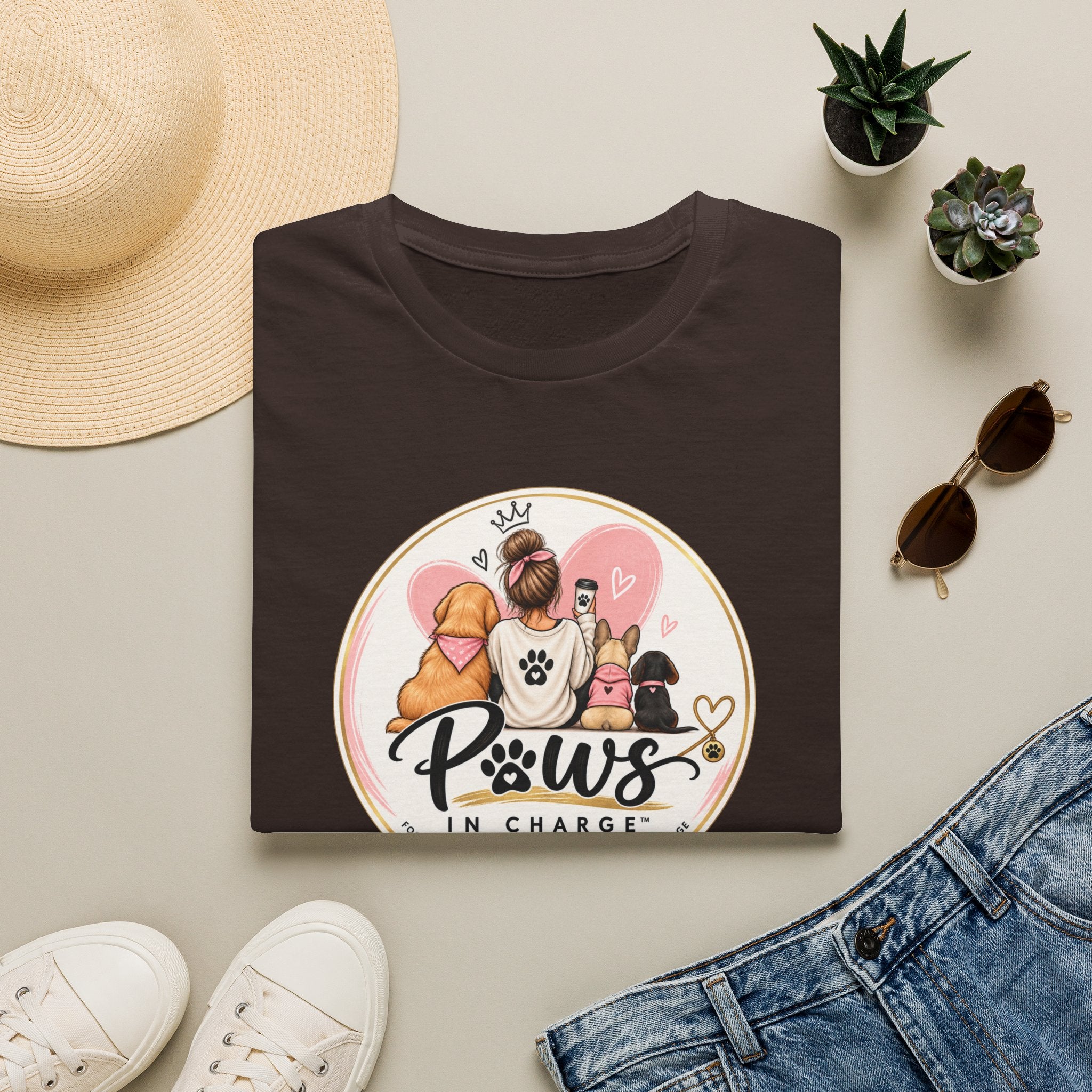 Paws In Charge T-Shirt – Dog & Cat Mom Graphic Tee