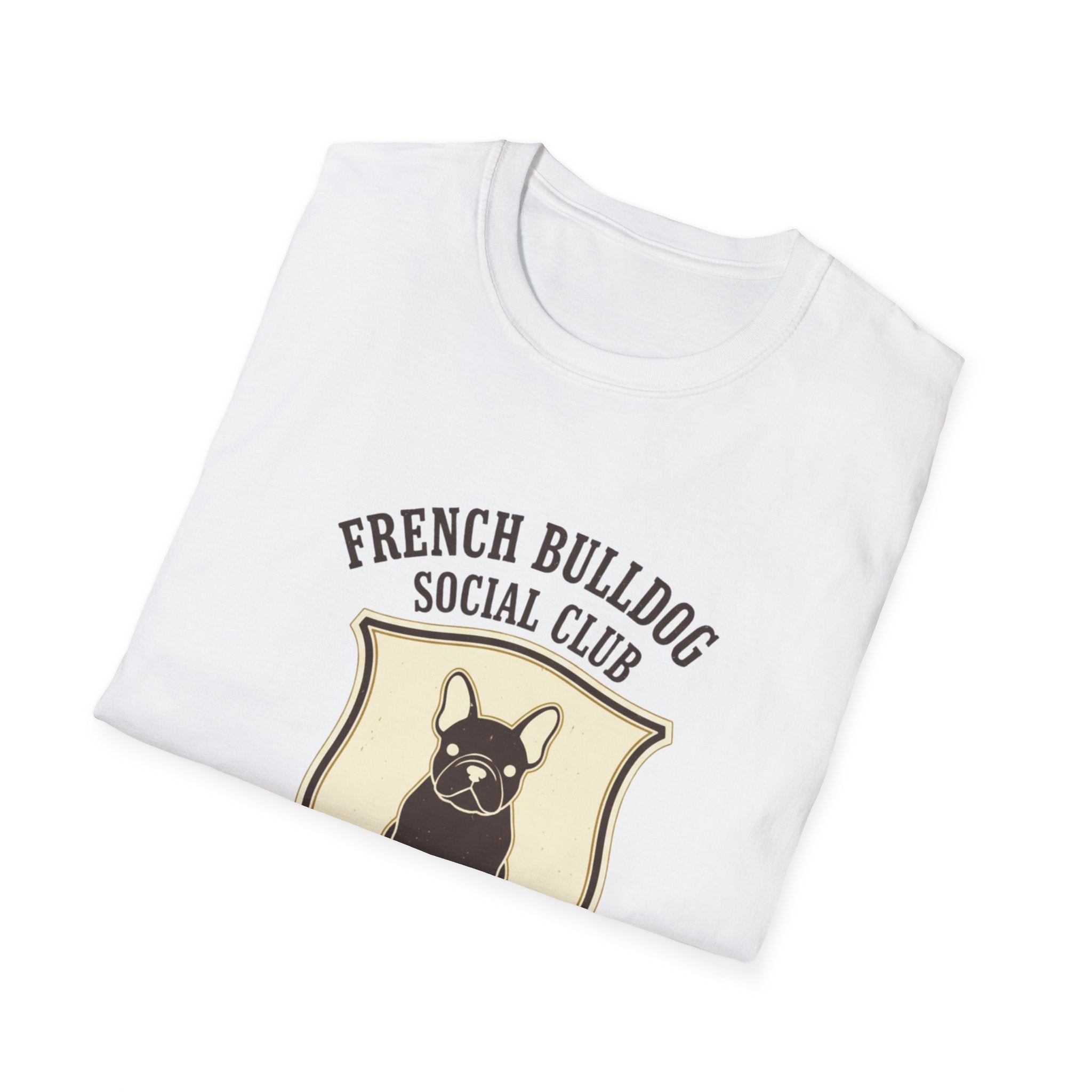 French Bulldog Social Club T-Shirt — Retro Crest Graphic Tee for Dog Lovers