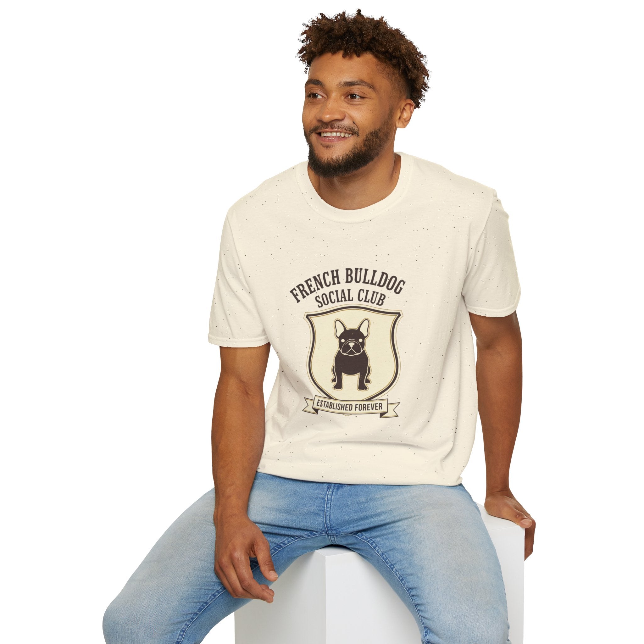 French Bulldog Social Club T-Shirt — Retro Crest Graphic Tee for Dog Lovers