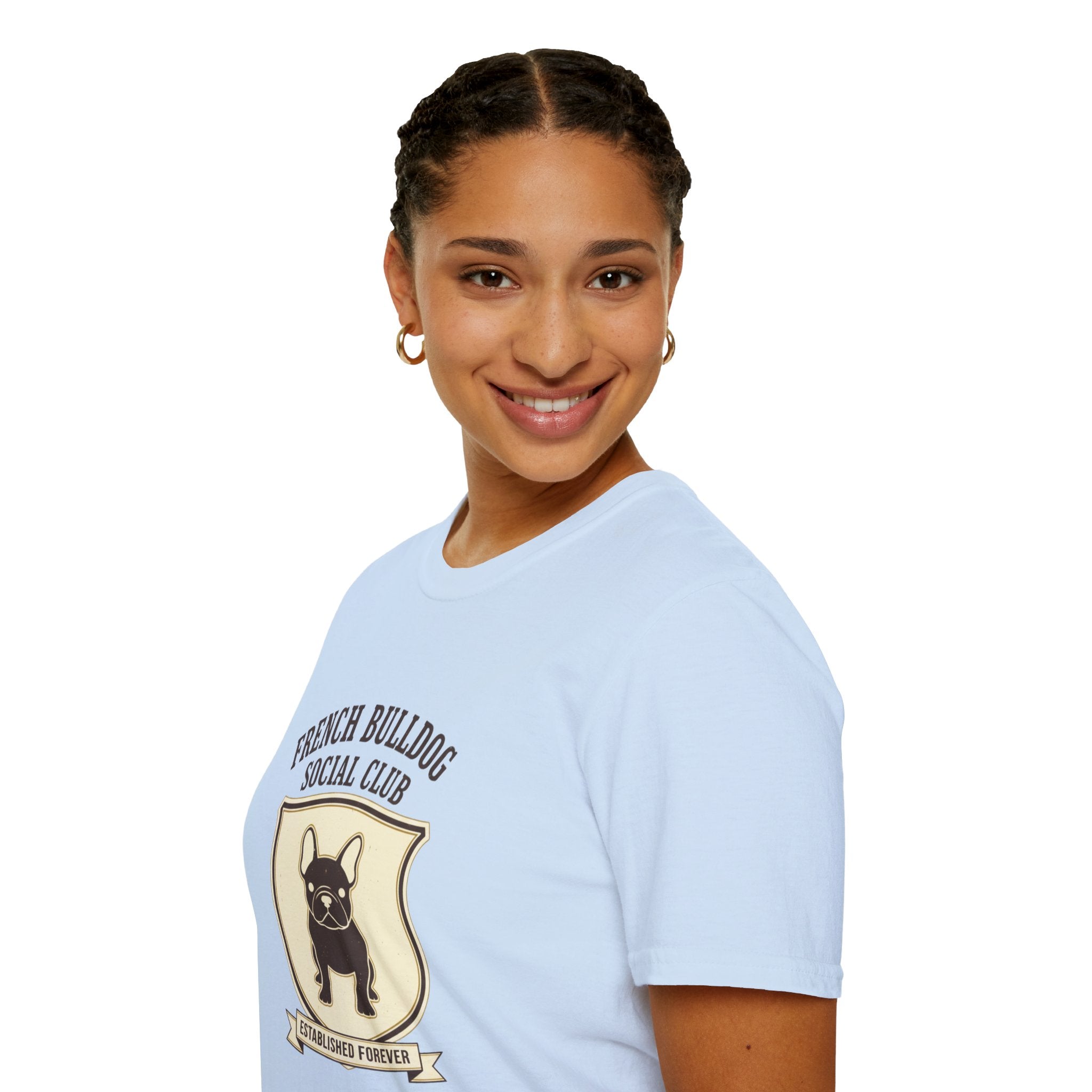 French Bulldog Social Club T-Shirt — Retro Crest Graphic Tee for Dog Lovers