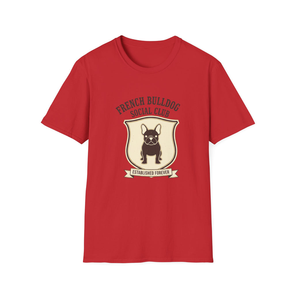 French Bulldog Social Club T-Shirt — Retro Crest Graphic Tee for Dog Lovers