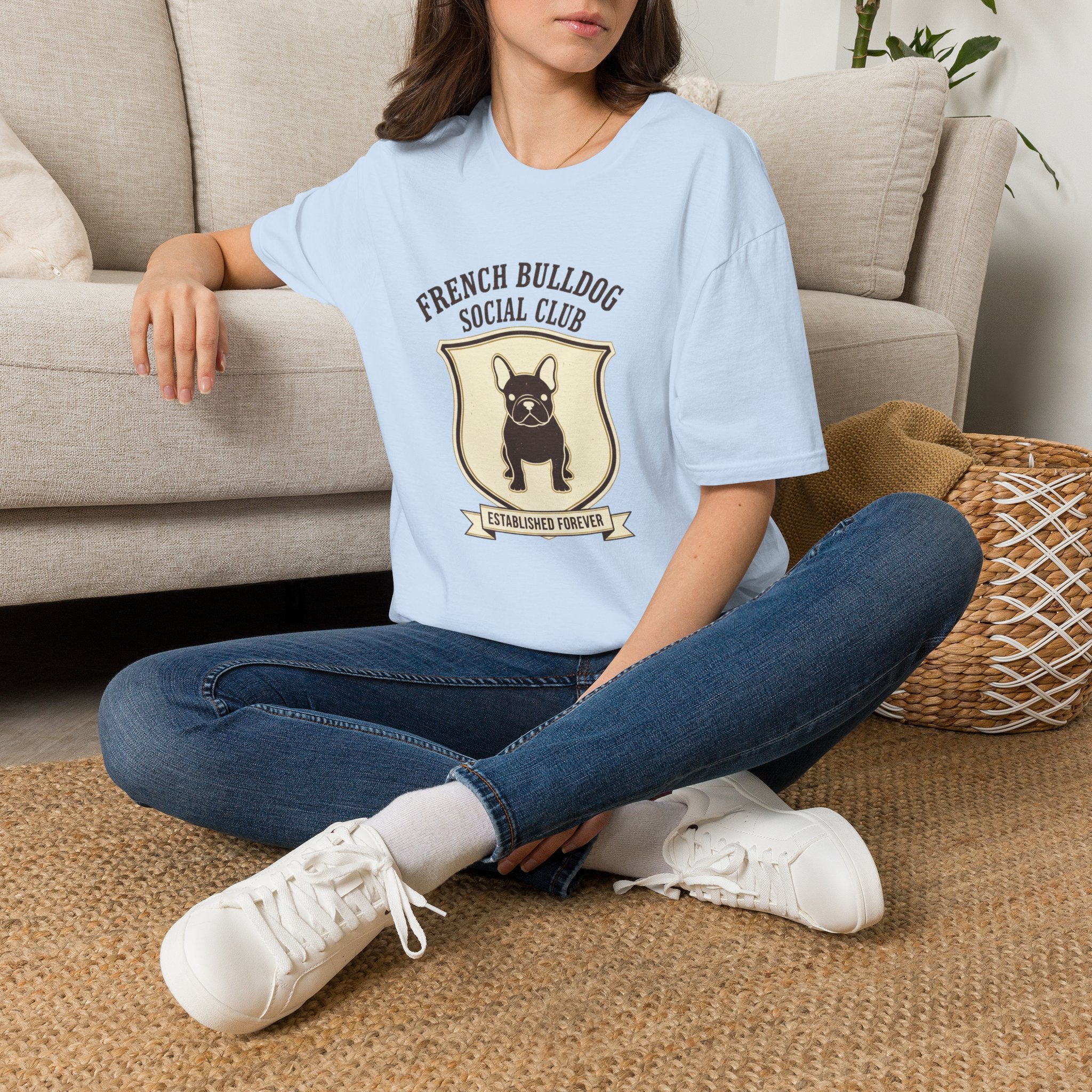 French Bulldog Social Club T-Shirt — Retro Crest Graphic Tee for Dog Lovers