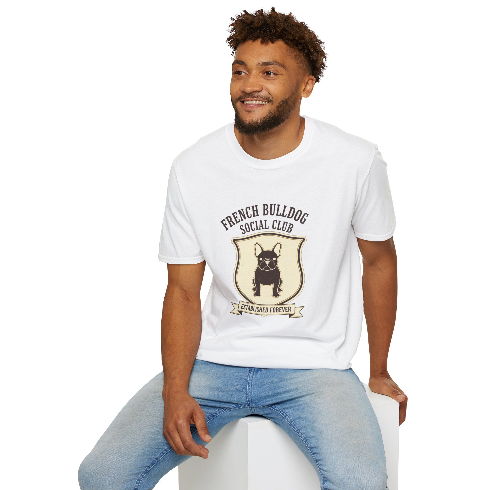 French Bulldog Social Club T-Shirt — Retro Crest Graphic Tee for Dog Lovers