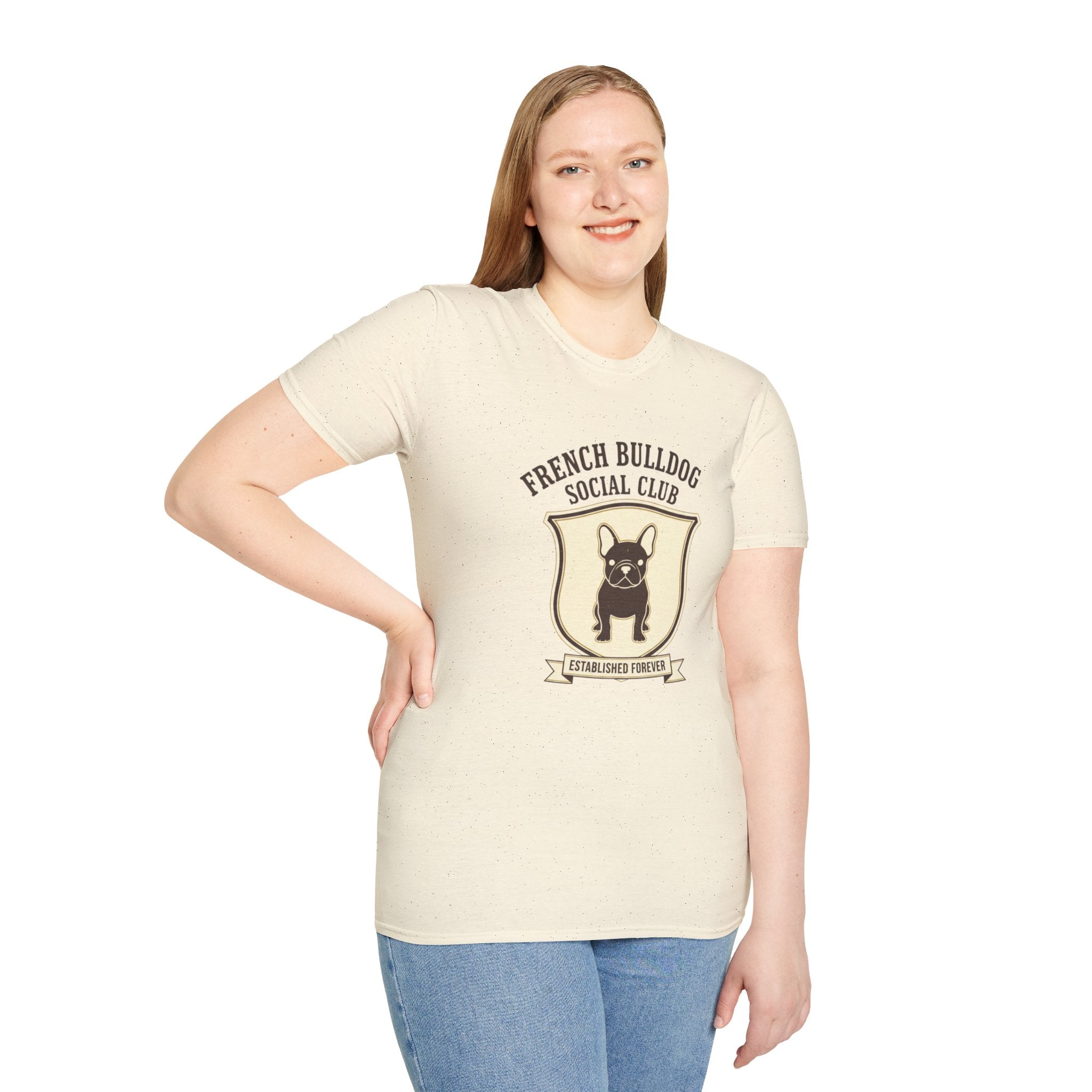 French Bulldog Social Club T-Shirt — Retro Crest Graphic Tee for Dog Lovers