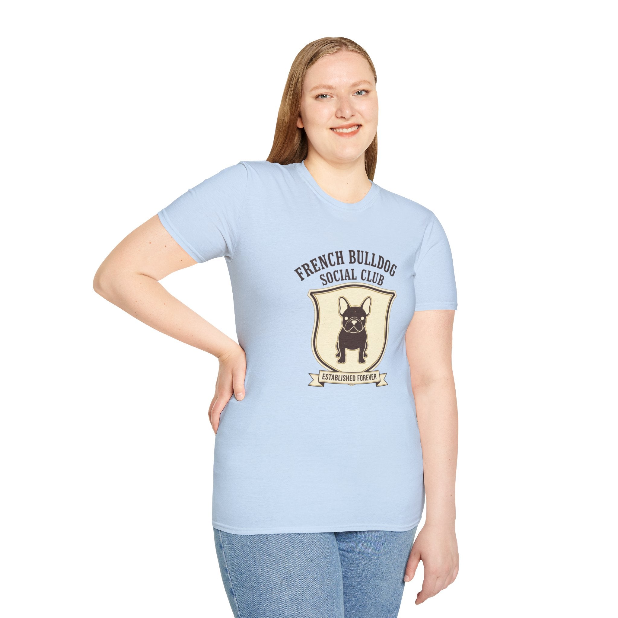 French Bulldog Social Club T-Shirt — Retro Crest Graphic Tee for Dog Lovers