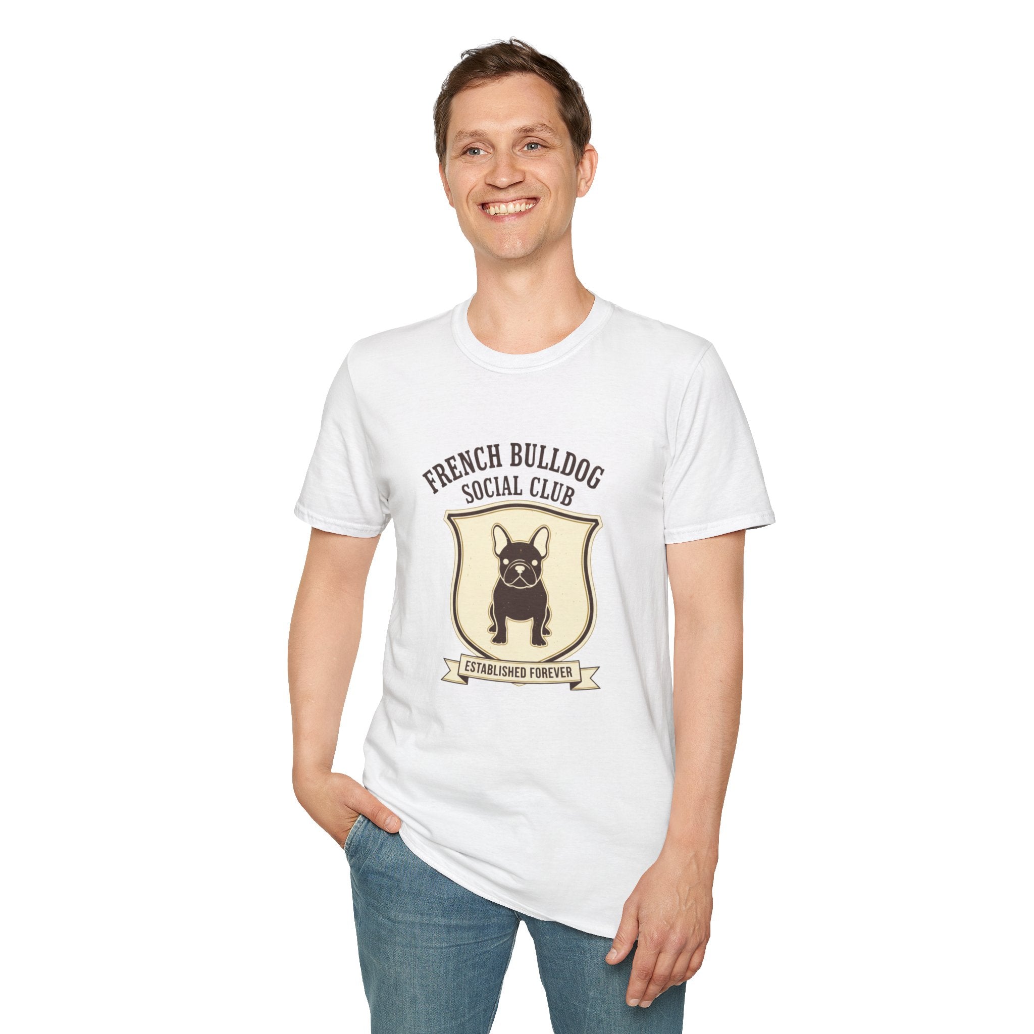 French Bulldog Social Club T-Shirt — Retro Crest Graphic Tee for Dog Lovers