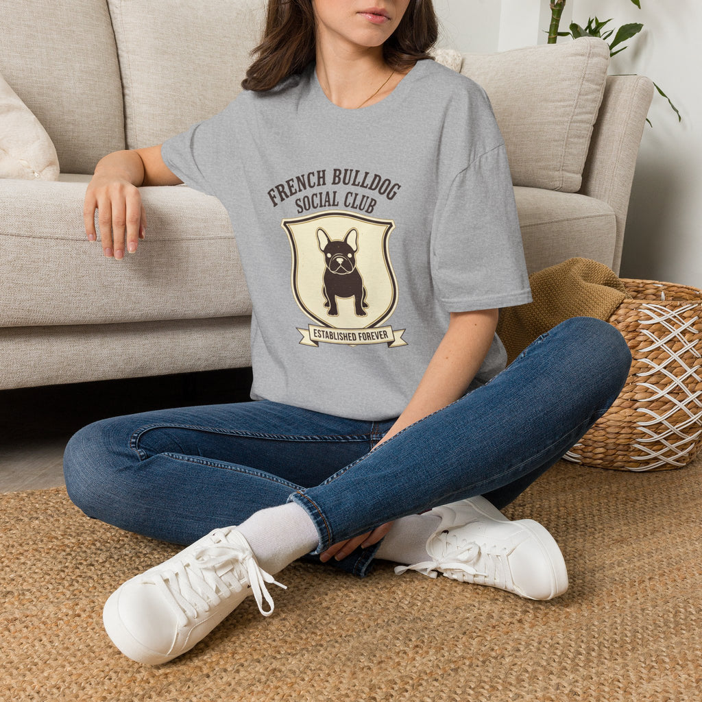 French Bulldog Social Club T-Shirt — Retro Crest Graphic Tee for Dog Lovers
