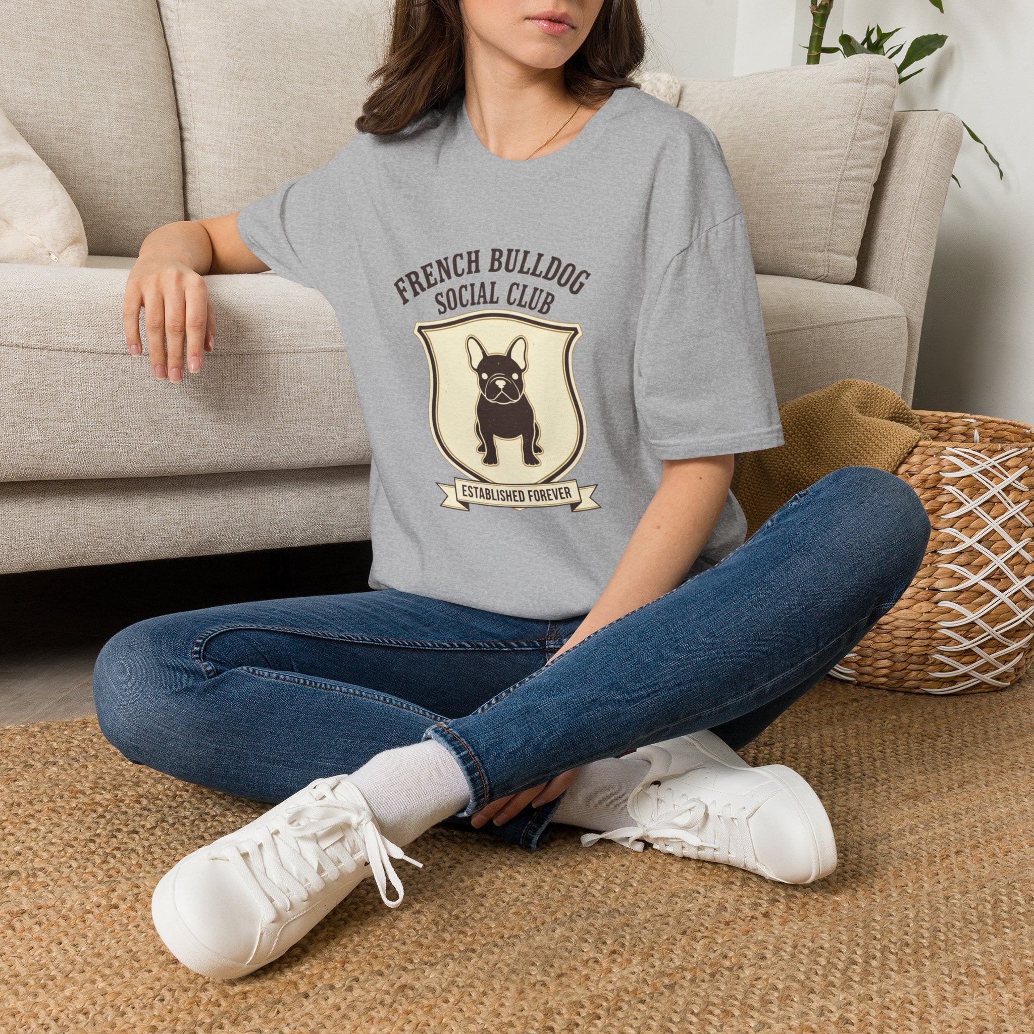 French Bulldog Social Club T-Shirt — Retro Crest Graphic Tee for Dog Lovers