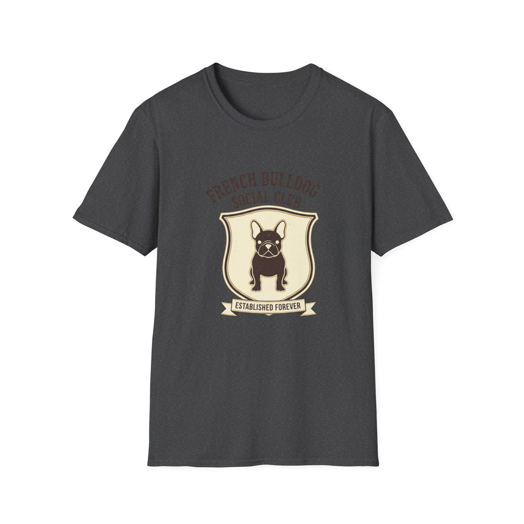 French Bulldog Social Club T-Shirt — Retro Crest Graphic Tee for Dog Lovers