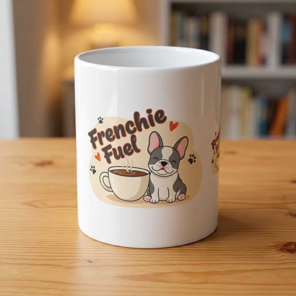 Frenchie Fuel Ceramic Mug – Cute French Bulldog Coffee Cup (11oz, 15oz)