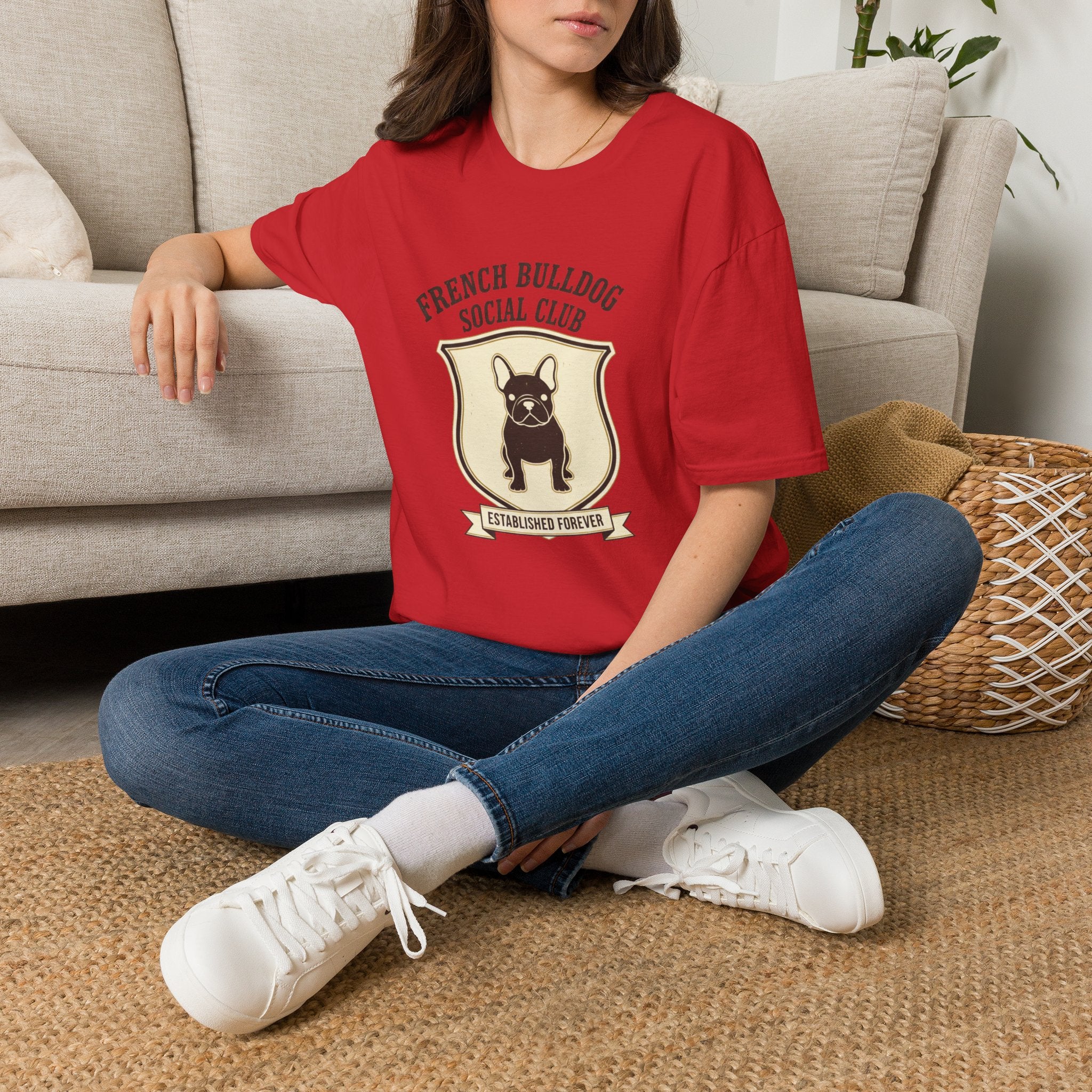 French Bulldog Social Club T-Shirt — Retro Crest Graphic Tee for Dog Lovers