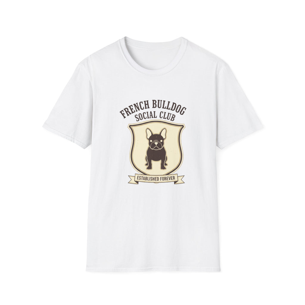 French Bulldog Social Club T-Shirt — Retro Crest Graphic Tee for Dog Lovers