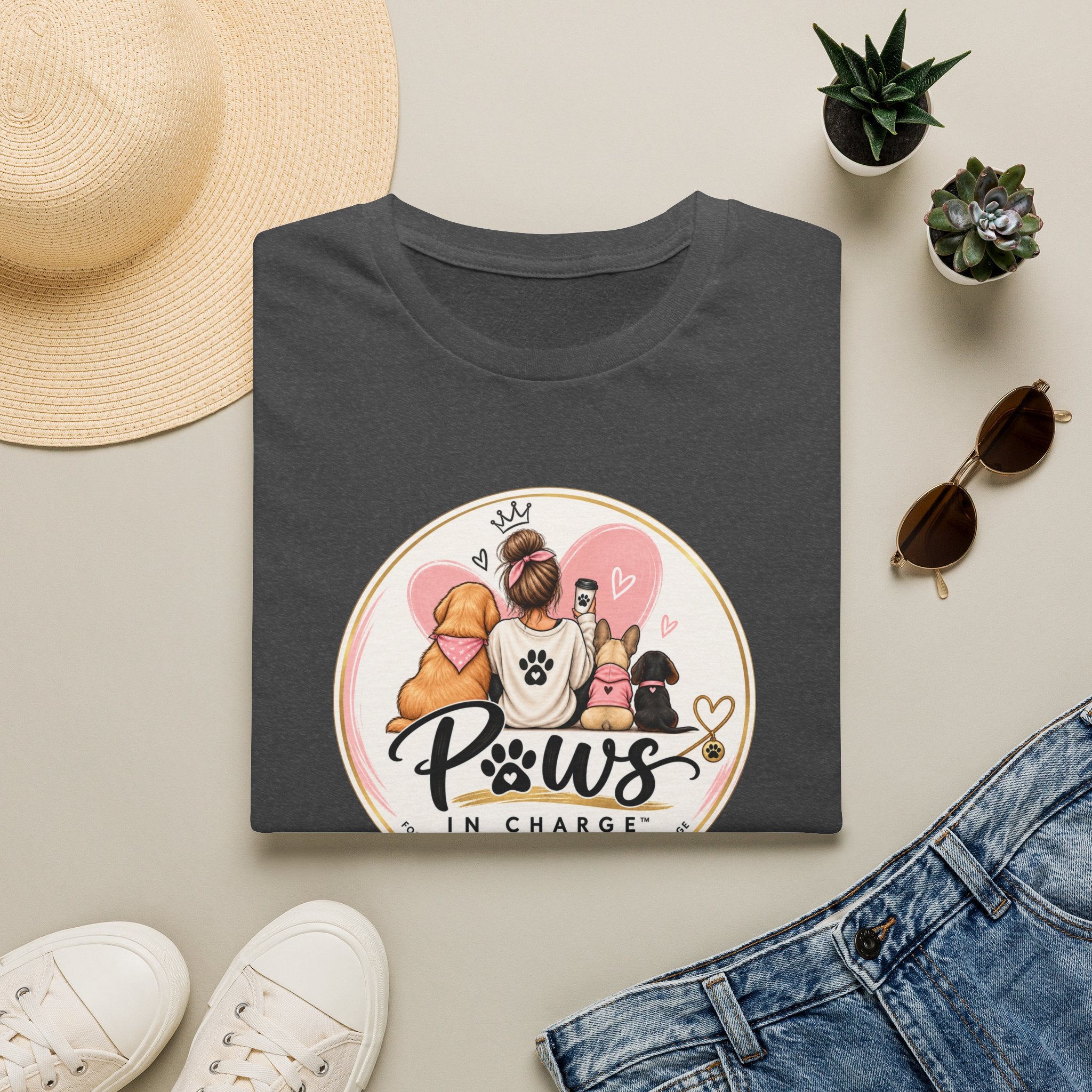 Paws In Charge T-Shirt – Dog & Cat Mom Graphic Tee