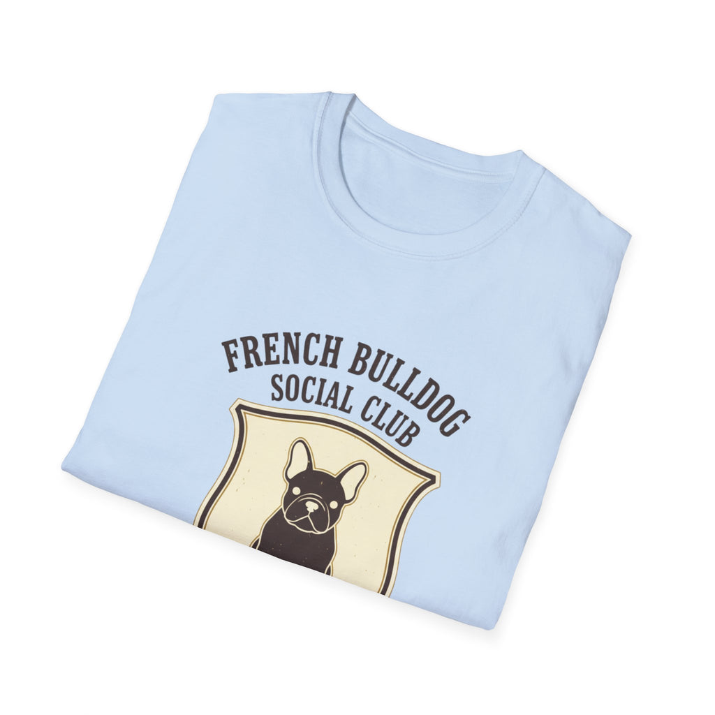 French Bulldog Social Club T-Shirt — Retro Crest Graphic Tee for Dog Lovers
