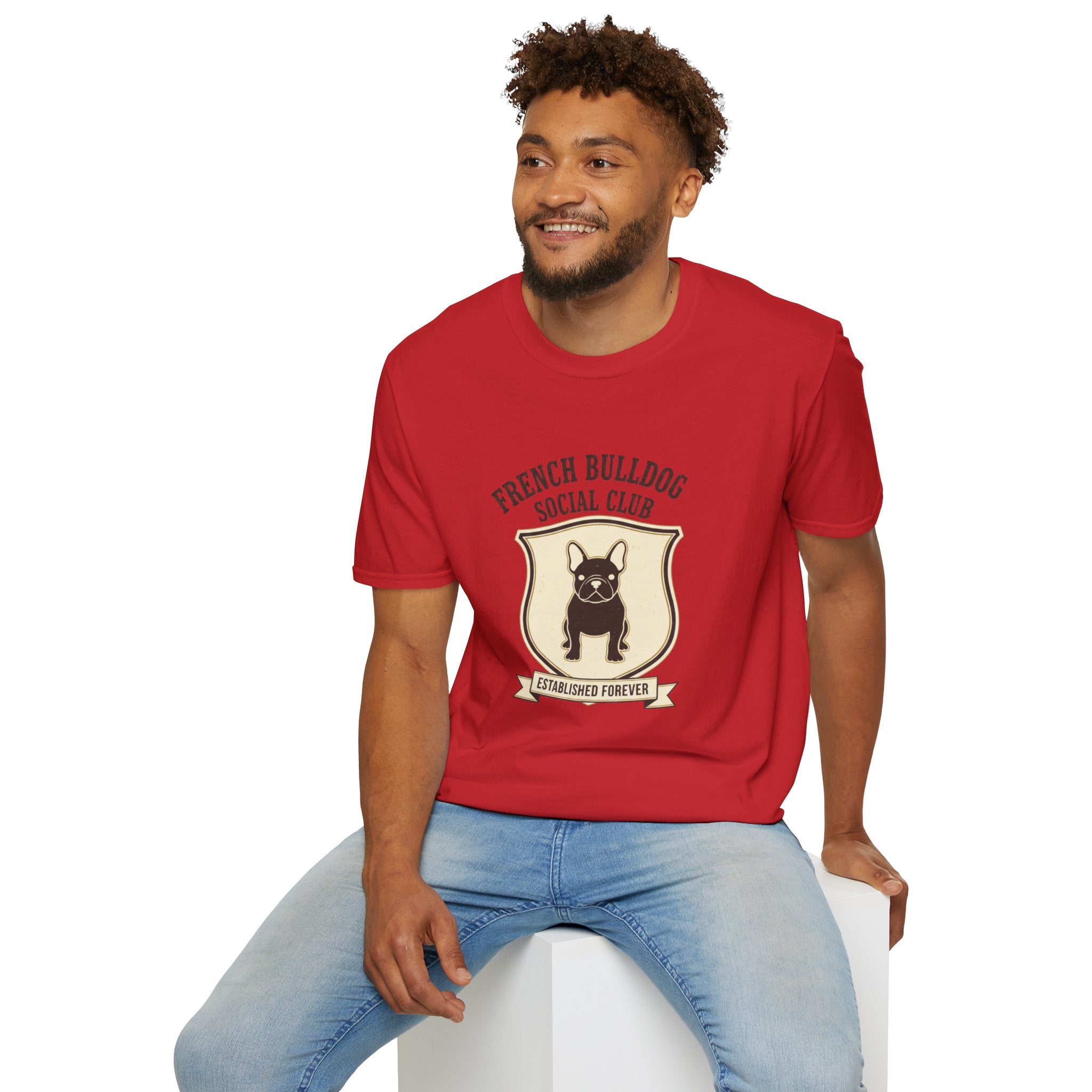French Bulldog Social Club T-Shirt — Retro Crest Graphic Tee for Dog Lovers