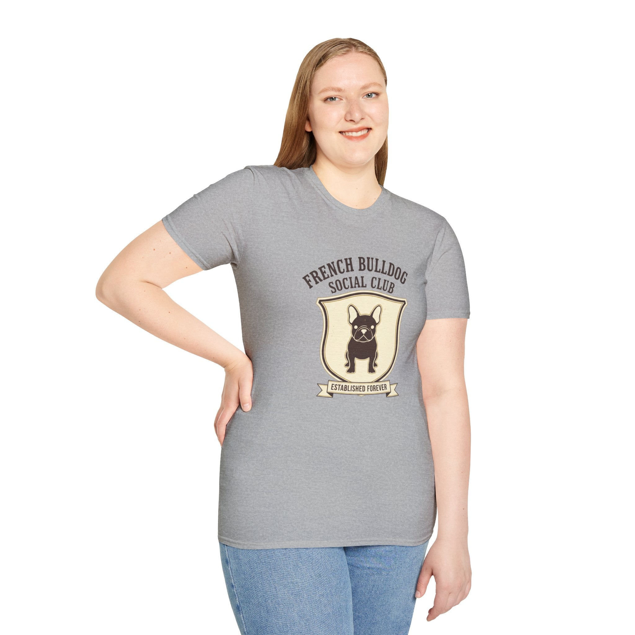 French Bulldog Social Club T-Shirt — Retro Crest Graphic Tee for Dog Lovers
