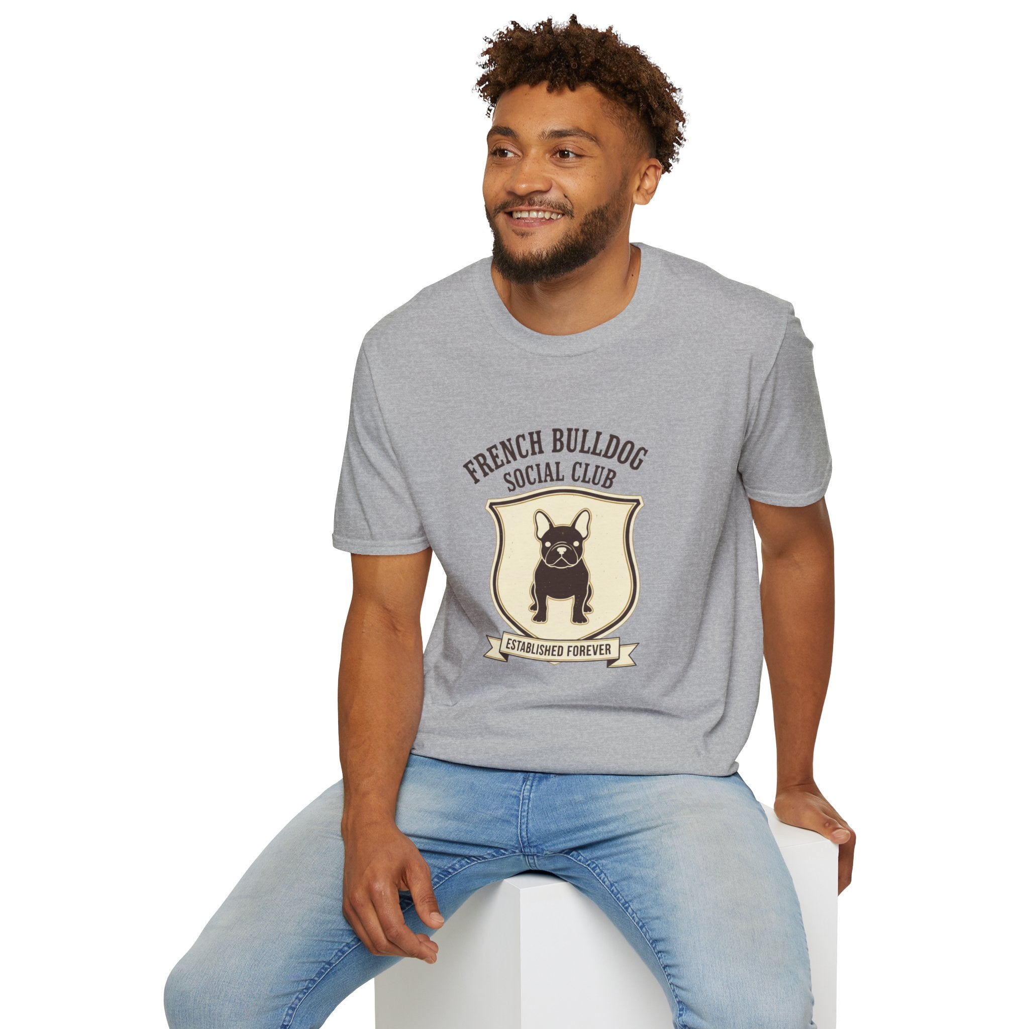 French Bulldog Social Club T-Shirt — Retro Crest Graphic Tee for Dog Lovers