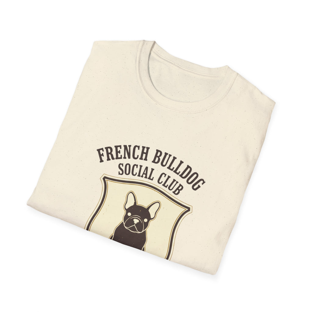 French Bulldog Social Club T-Shirt — Retro Crest Graphic Tee for Dog Lovers