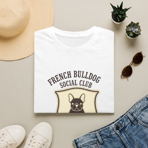 French Bulldog Social Club T-Shirt — Retro Crest Graphic Tee for Dog Lovers