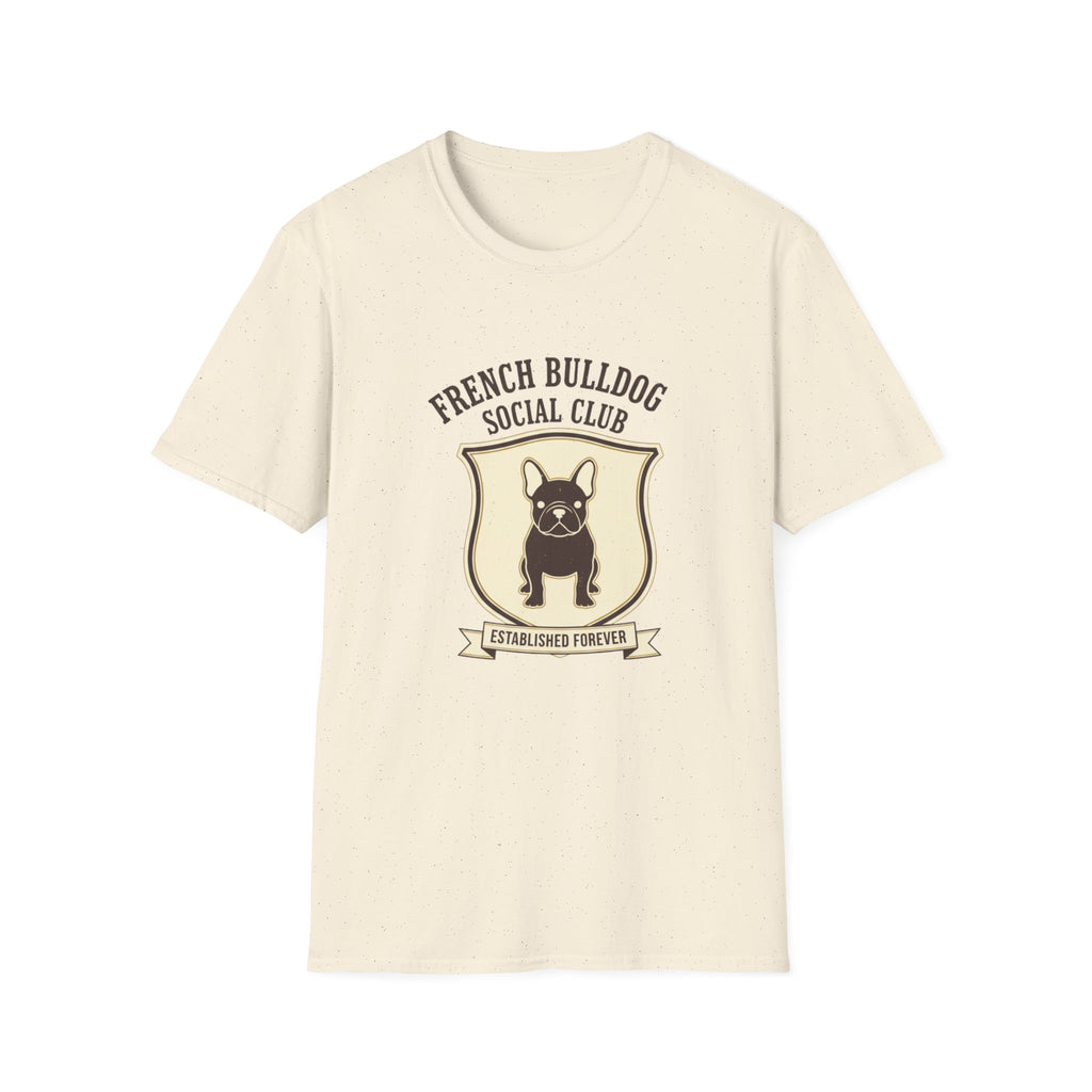 French Bulldog Social Club T-Shirt — Retro Crest Graphic Tee for Dog Lovers