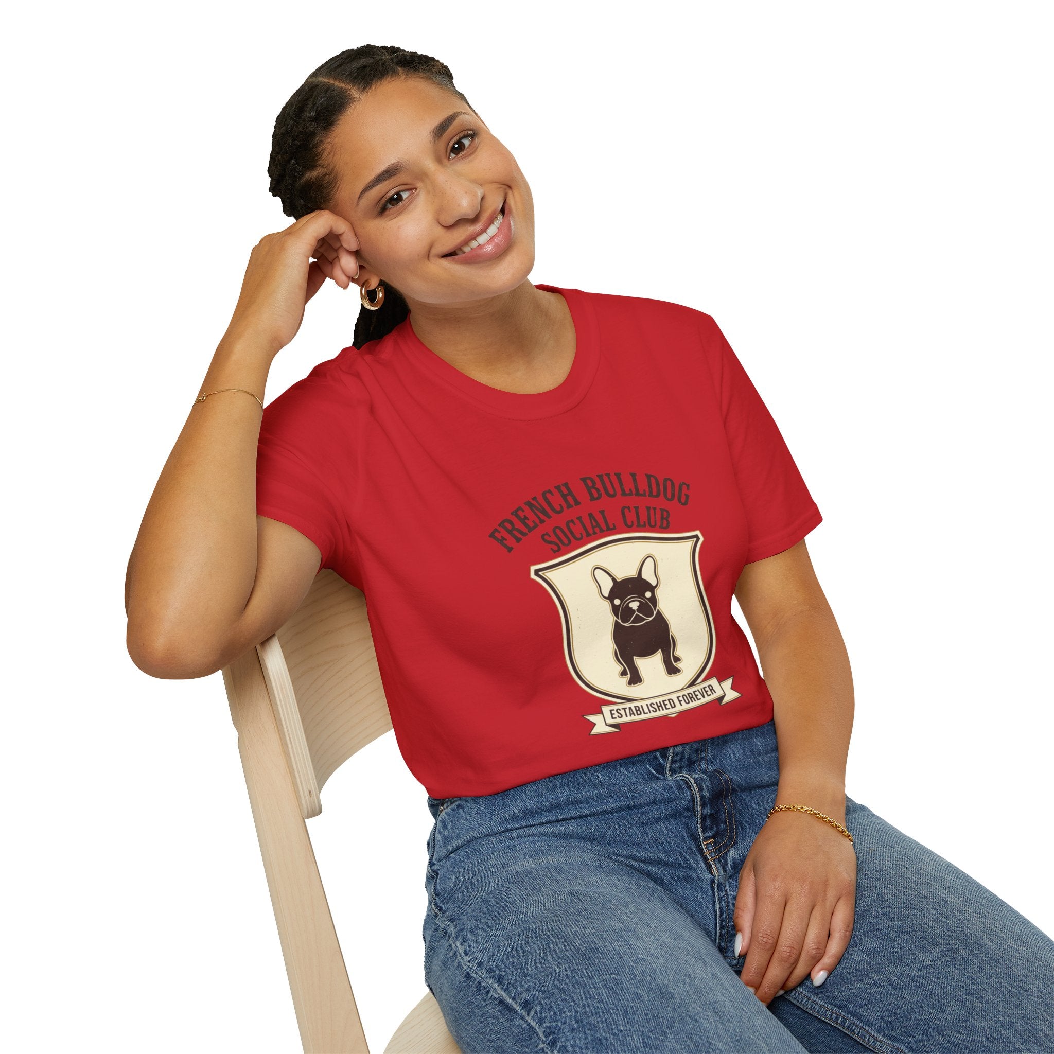 French Bulldog Social Club T-Shirt — Retro Crest Graphic Tee for Dog Lovers