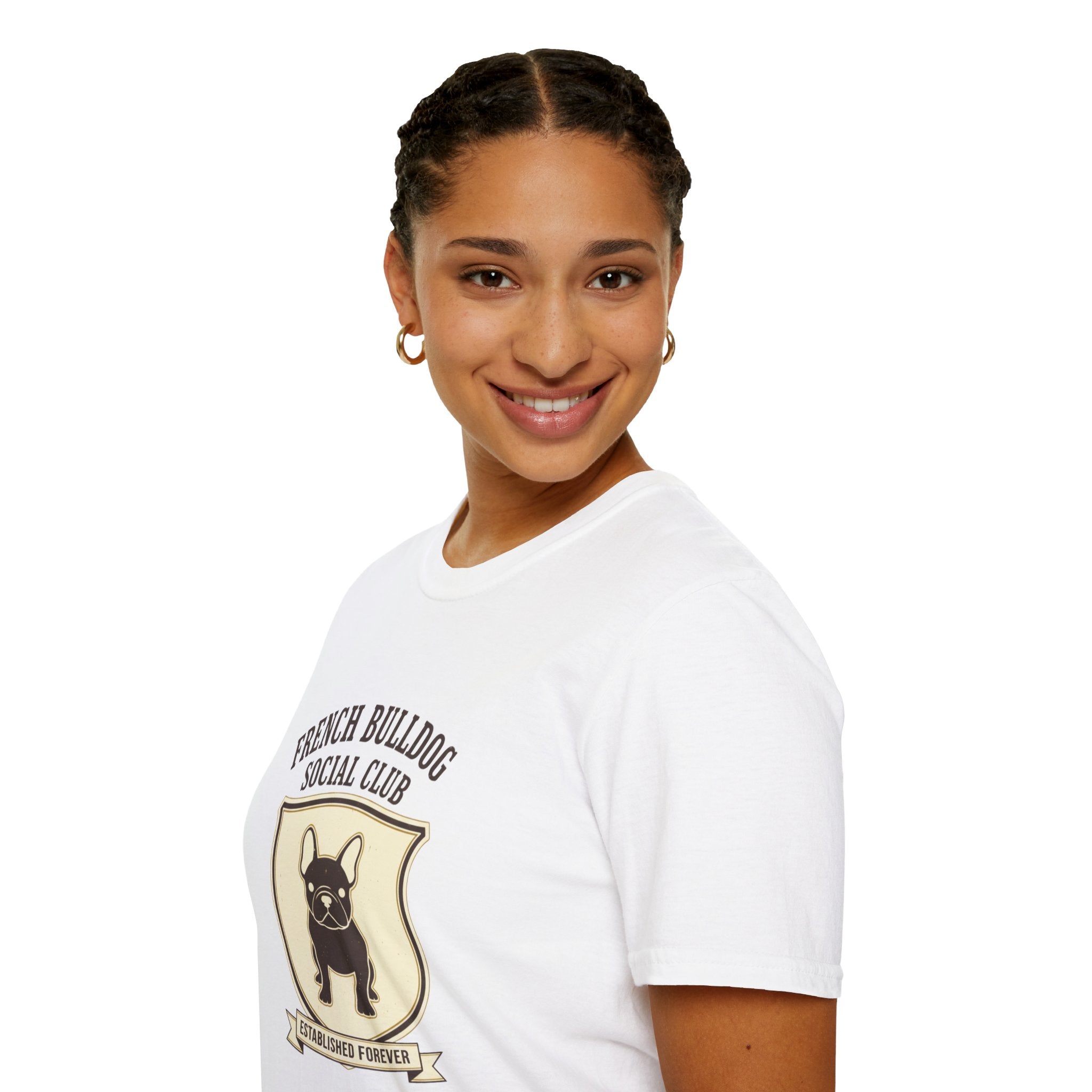 French Bulldog Social Club T-Shirt — Retro Crest Graphic Tee for Dog Lovers