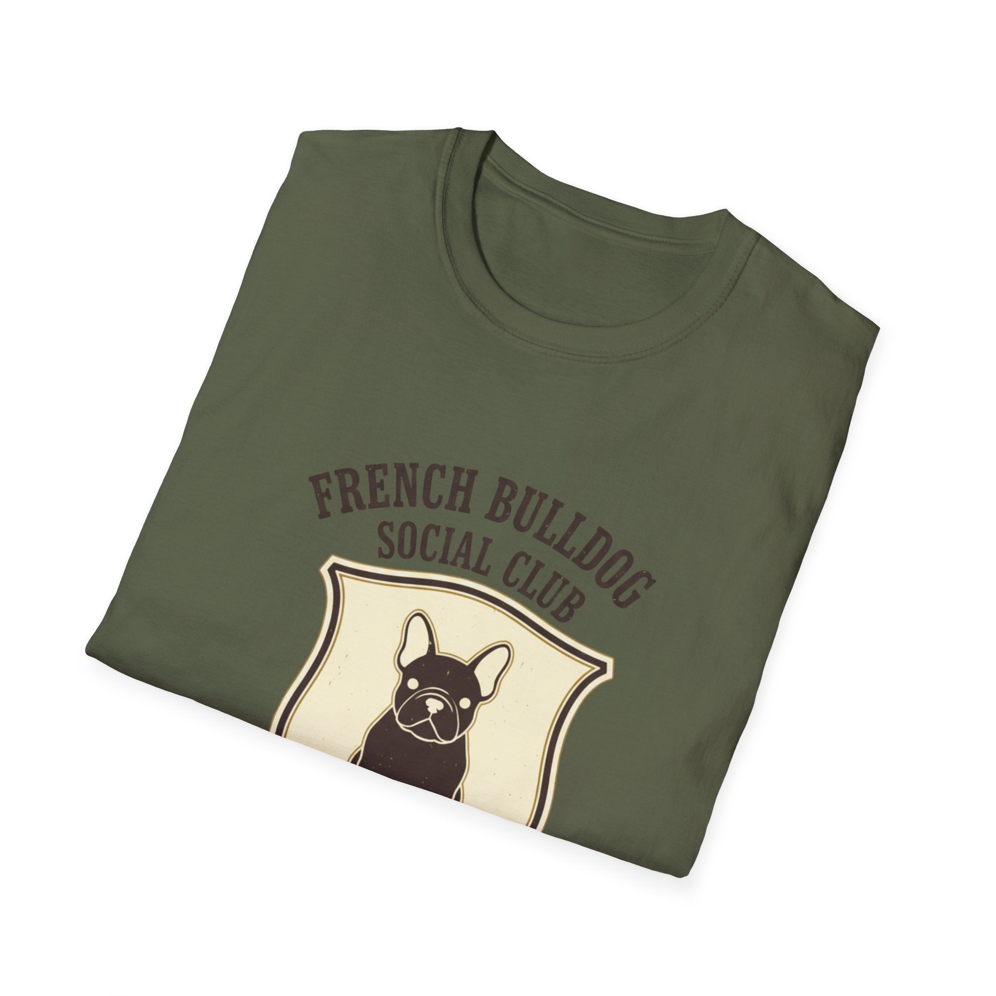 French Bulldog Social Club T-Shirt — Retro Crest Graphic Tee for Dog Lovers